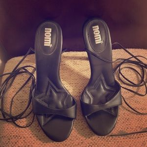 Nomi black lace up heels